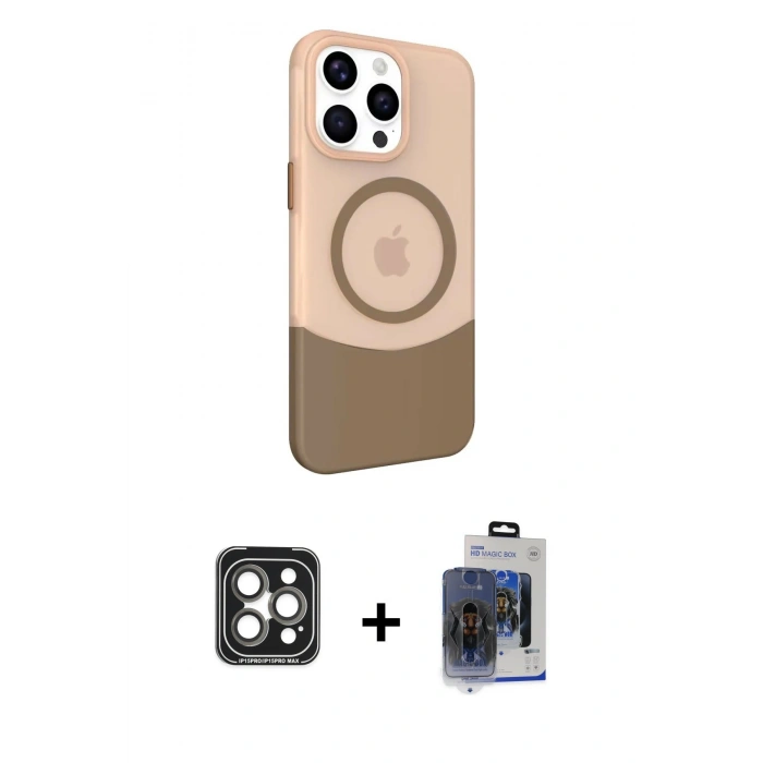 MARSİLYAN™- iPhone 15 Pro Max Kılıf Çekirdek Asil Özel Seri - Siyah Vanessa Magic Cam + PVD Metal Kamera Lens - GI