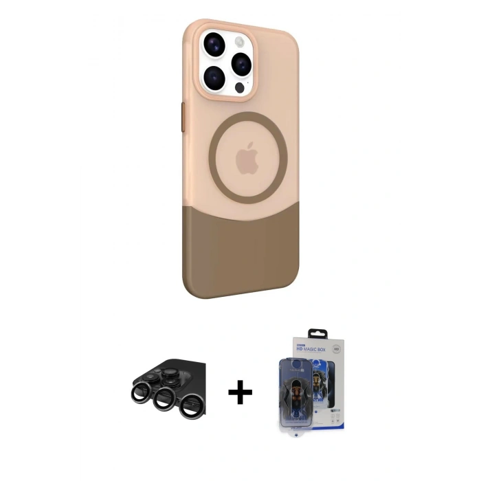 MARSİLYAN™- iPhone 15 Pro Max Kılıf Çekirdek Asil Özel Seri - Siyah Vanessa Magic Cam + Raze Metal Kamera Lens - TMGI