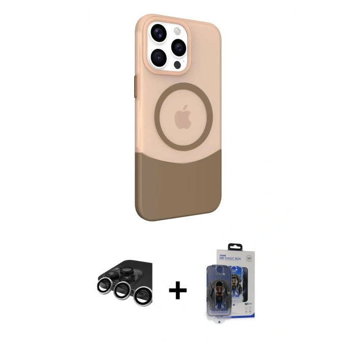 MARSİLYAN™- iPhone 15 Pro Max Kılıf Çekirdek Asil Özel Seri - Siyah Vanessa Magic Cam + Raze Metal Kamera Lens - GS