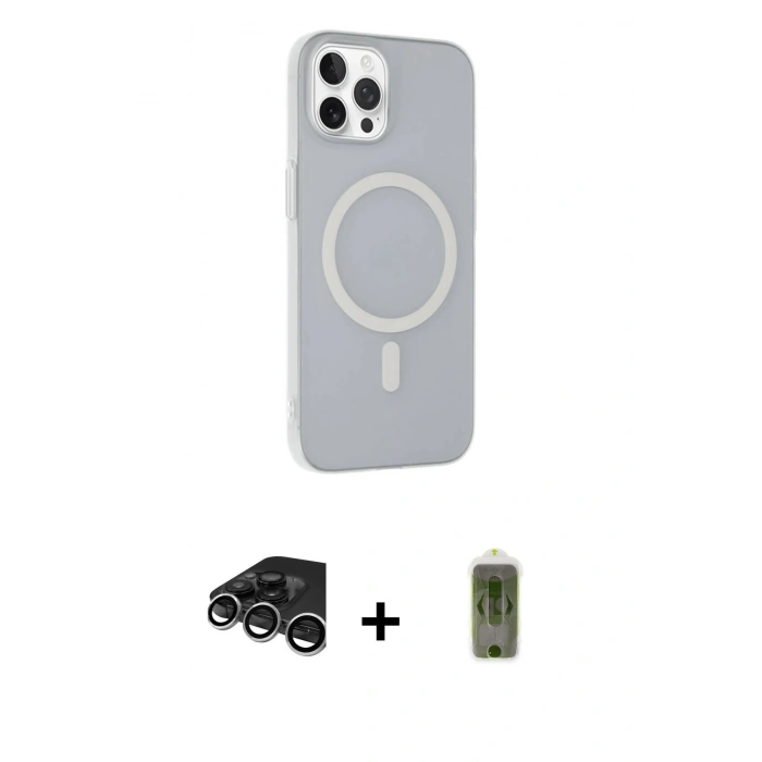 MARSİLYAN™- iPhone 15 Pro Max Kılıf Çekirdek Modern Prime - Siyah Joko Magic 5D Hayalet Cam + Raze Metal Kamera Lens - GS