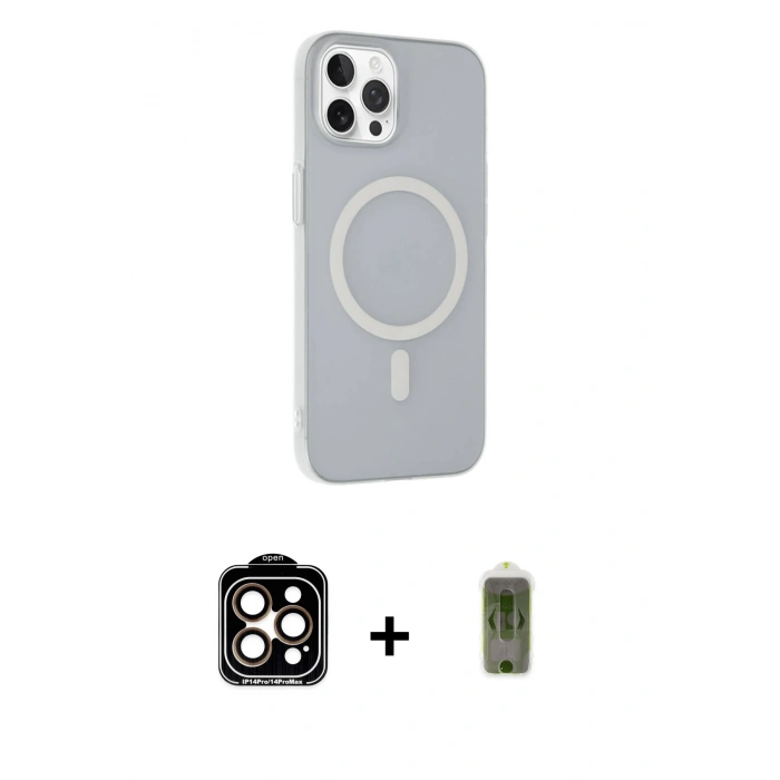 MARSİLYAN™- iPhone 15 Pro Max Kılıf Çekirdek Modern Prime - Siyah Joko Magic 5D Hayalet Cam + PVD Metal Kamera Lens - TU