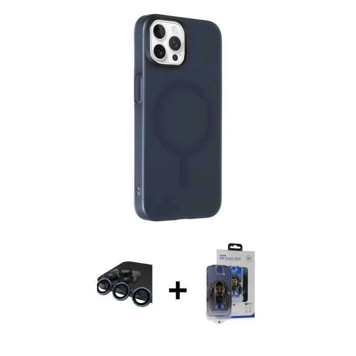 MARSİLYAN™- iPhone 15 Pro Max Kılıf Çekirdek Modern Prime - Siyah Vanessa Magic Cam + Raze Metal Kamera Lens - LT