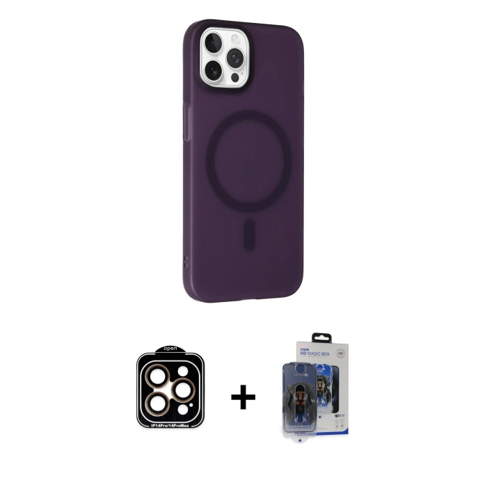 MARSİLYAN™- iPhone 15 Pro Max Kılıf Çekirdek Modern Prime - Siyah Vanessa Magic Cam + PVD Metal Kamera Lens - TU