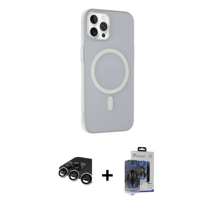 MARSİLYAN™- iPhone 15 Pro Max Kılıf Çekirdek Modern Prime - Siyah Vanessa Magic Cam + Raze Metal Kamera Lens - GS
