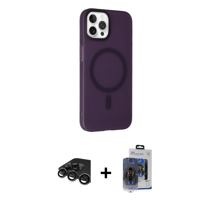MARSİLYAN™- iPhone 15 Pro Max Kılıf Çekirdek Modern Prime - Siyah Vanessa Magic Cam + Raze Metal Kamera Lens - TMGI