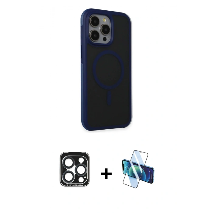 MARSİLYAN™- iPhone 15 Pro Max Kılıf Çekirdek Yansıma Prime - Siyah 3D Antistatik Seramik Nano Ekran Koruyucu + PVD Metal Kamera Lens - LT