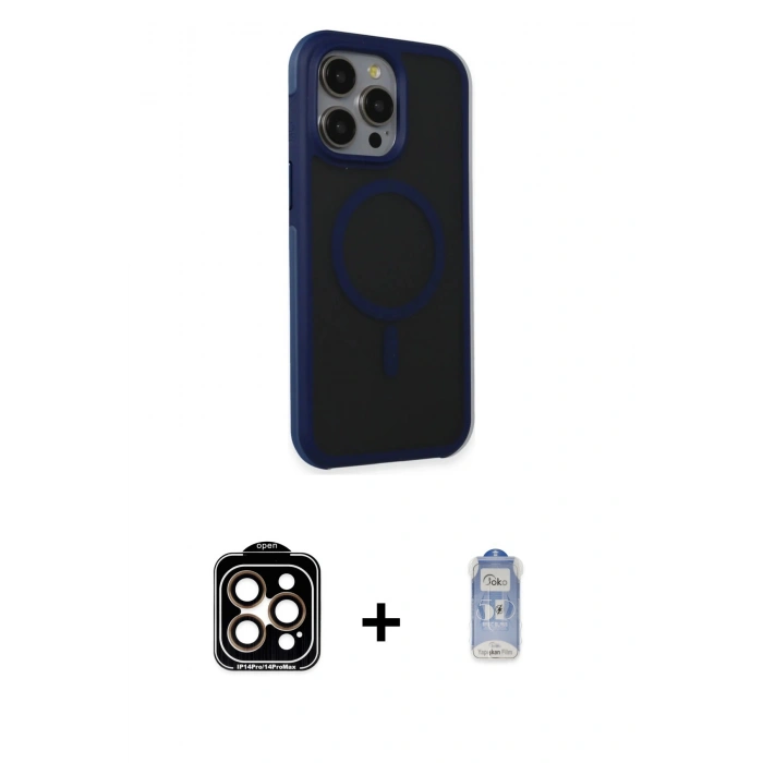 MARSİLYAN™- iPhone 15 Pro Max Kılıf Çekirdek Yansıma Prime - Siyah Joko Magic 5D Cam + PVD Metal Kamera Lens - TU
