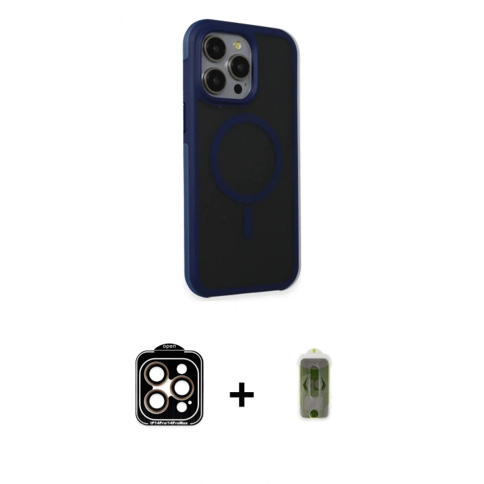 MARSİLYAN™- iPhone 15 Pro Max Kılıf Çekirdek Yansıma Prime - Siyah Joko Magic 5D Hayalet Cam + PVD Metal Kamera Lens - TU