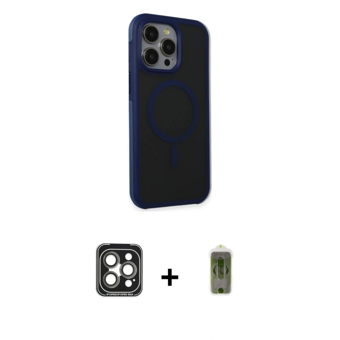 MARSİLYAN™- iPhone 15 Pro Max Kılıf Çekirdek Yansıma Prime - Siyah Joko Magic 5D Hayalet Cam + PVD Metal Kamera Lens - GI