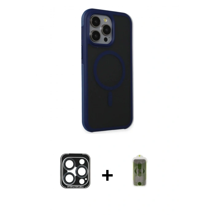 MARSİLYAN™- iPhone 15 Pro Max Kılıf Çekirdek Yansıma Prime - Siyah Joko Magic 5D Hayalet Cam + PVD Metal Kamera Lens - LT
