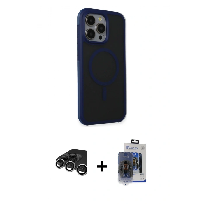 MARSİLYAN™- iPhone 15 Pro Max Kılıf Çekirdek Yansıma Prime - Siyah Vanessa Magic Cam + Raze Metal Kamera Lens - GS