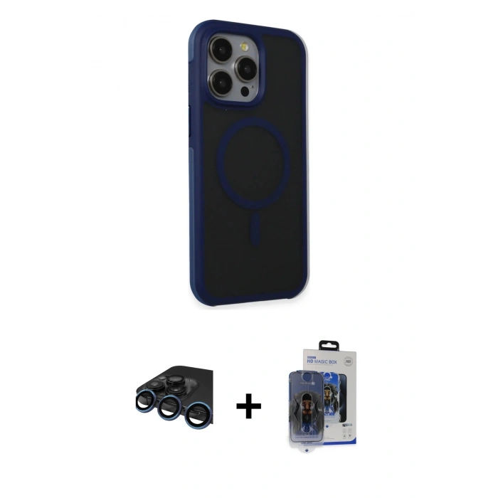 MARSİLYAN™- iPhone 15 Pro Max Kılıf Çekirdek Yansıma Prime - Siyah Vanessa Magic Cam + Raze Metal Kamera Lens - LT