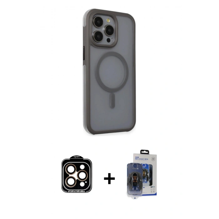 MARSİLYAN™- iPhone 15 Pro Max Kılıf Çekirdek Yansıma Prime - Siyah Vanessa Magic Cam + PVD Metal Kamera Lens - TU