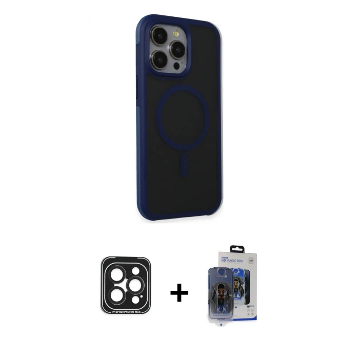 MARSİLYAN™- iPhone 15 Pro Max Kılıf Çekirdek Yansıma Prime - Siyah Vanessa Magic Cam + PVD Metal Kamera Lens - SH