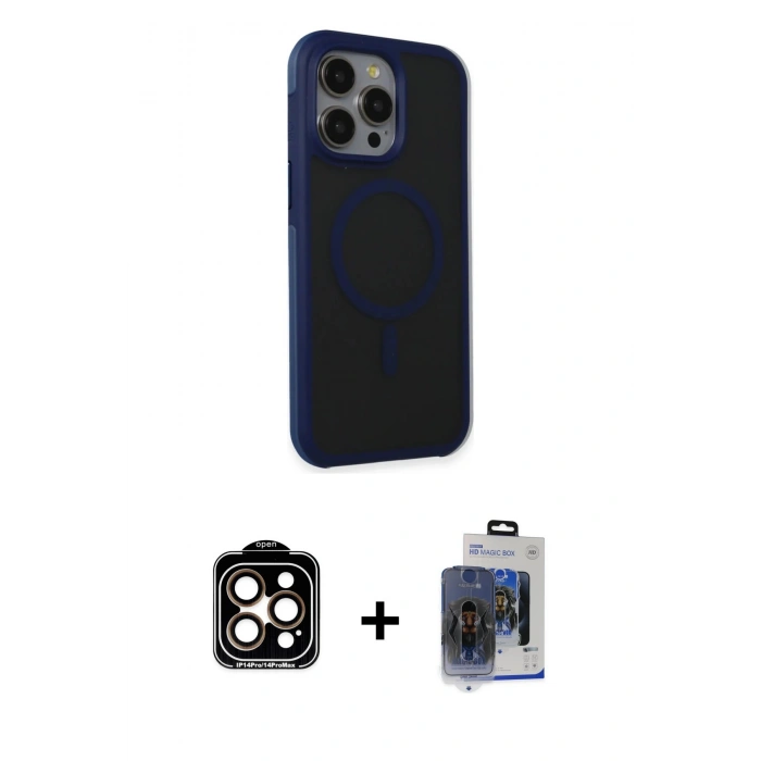 MARSİLYAN™- iPhone 15 Pro Max Kılıf Çekirdek Yansıma Prime - Siyah Vanessa Magic Cam + PVD Metal Kamera Lens - TU