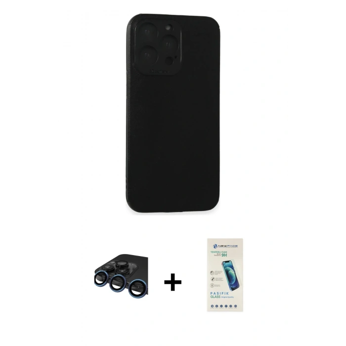 MARSİLYAN™- iPhone 15 Pro Max Kılıf Doruk Asil Koleksiyonu - Şeffaf Pasifik Cam Ekran Koruyucu + Raze Metal Kamera Lens - LT