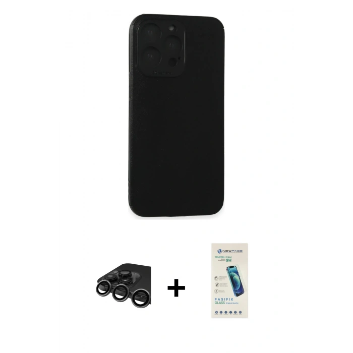 MARSİLYAN™- iPhone 15 Pro Max Kılıf Doruk Asil Koleksiyonu - Şeffaf Pasifik Cam Ekran Koruyucu + Raze Metal Kamera Lens - TMGI