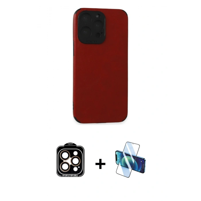 MARSİLYAN™- iPhone 15 Pro Max Kılıf Doruk Asil Koleksiyonu - Siyah 3D Antistatik Seramik Nano Ekran Koruyucu + PVD Metal Kamera Lens - TU