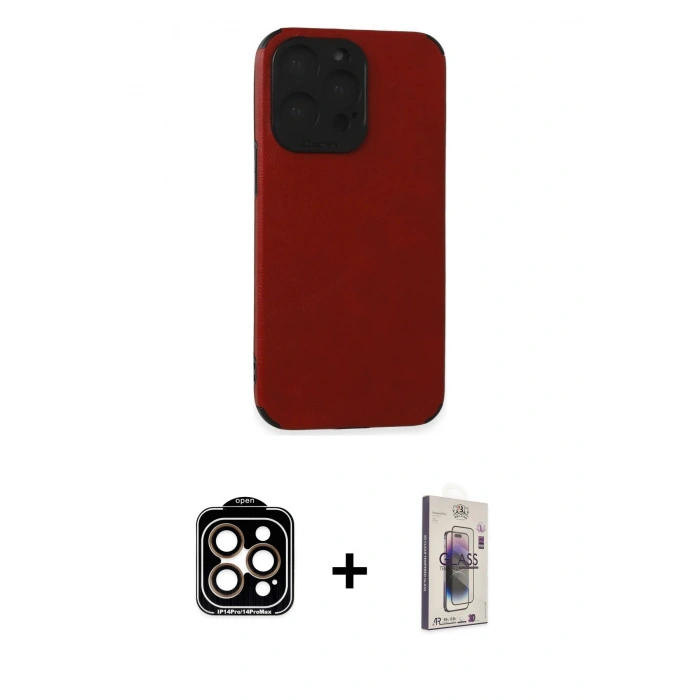 MARSİLYAN™- iPhone 15 Pro Max Kılıf Doruk Asil Koleksiyonu - Siyah Bilvis 3D Cam Ekran Koruyucu + PVD Metal Kamera Lens - TU