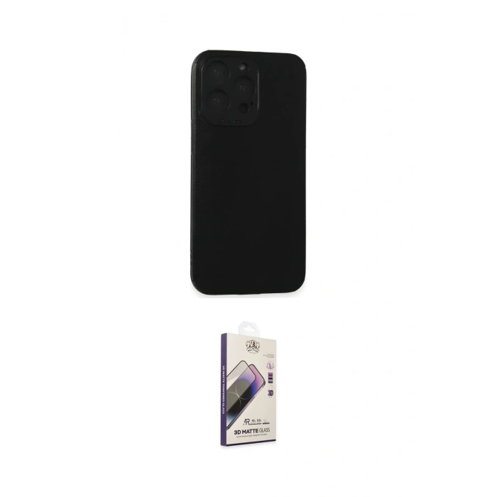 MARSİLYAN™- iPhone 15 Pro Max Kılıf Doruk Asil Koleksiyonu - Siyah Bilvis 3D Mat Cam Ekran Koruyucu