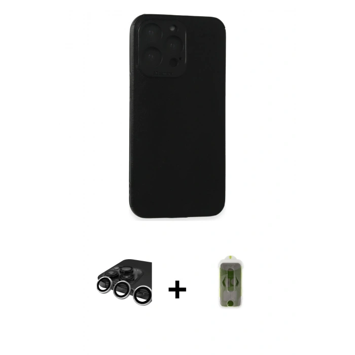 MARSİLYAN™- iPhone 15 Pro Max Kılıf Doruk Asil Koleksiyonu - Siyah Joko Magic 5D Hayalet Cam + Raze Metal Kamera Lens - GS