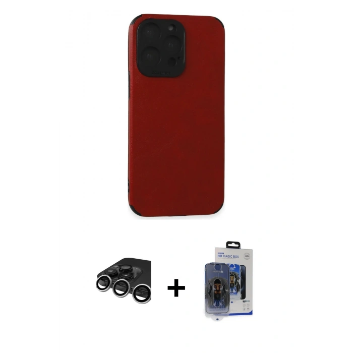 MARSİLYAN™- iPhone 15 Pro Max Kılıf Doruk Asil Koleksiyonu - Siyah Vanessa Magic Cam + Raze Metal Kamera Lens - GS