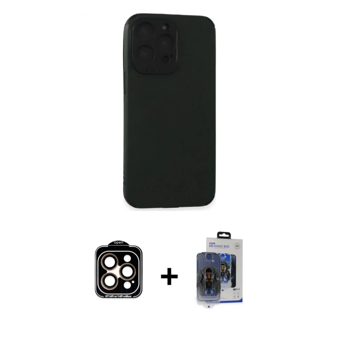 MARSİLYAN™- iPhone 15 Pro Max Kılıf Doruk Asil Koleksiyonu - Siyah Vanessa Magic Cam + PVD Metal Kamera Lens - TU