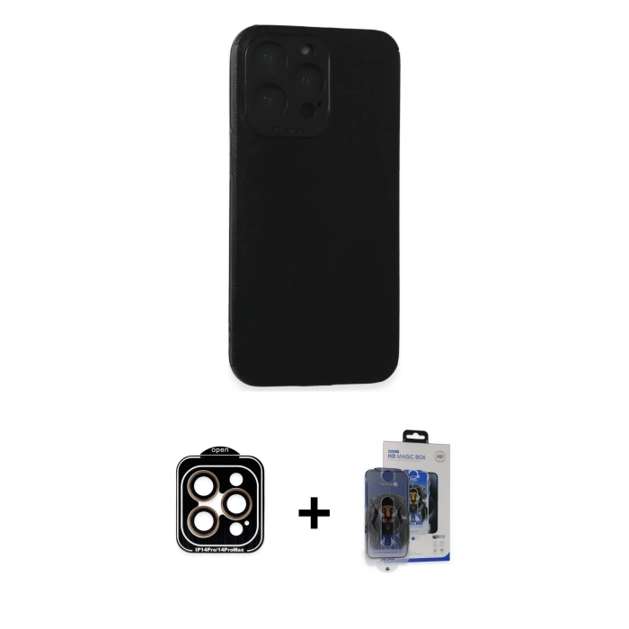 MARSİLYAN™- iPhone 15 Pro Max Kılıf Doruk Asil Koleksiyonu - Siyah Vanessa Magic Cam + PVD Metal Kamera Lens - TU