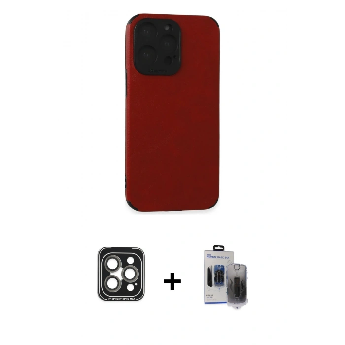MARSİLYAN™- iPhone 15 Pro Max Kılıf Doruk Asil Koleksiyonu - Siyah Vanessa Magic Hayalet Cam + PVD Metal Kamera Lens - GI