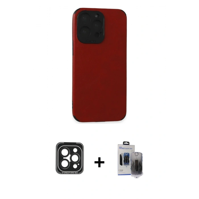 MARSİLYAN™- iPhone 15 Pro Max Kılıf Doruk Asil Koleksiyonu - Siyah Vanessa Magic Hayalet Cam + PVD Metal Kamera Lens - SH