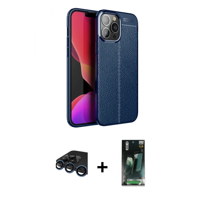 MARSİLYAN™- iPhone 15 Pro Max Kılıf Doruk Klasik Özel Seri - Şeffaf 360 Full Body Arka Koruyucu + Raze Metal Kamera Lens - LT