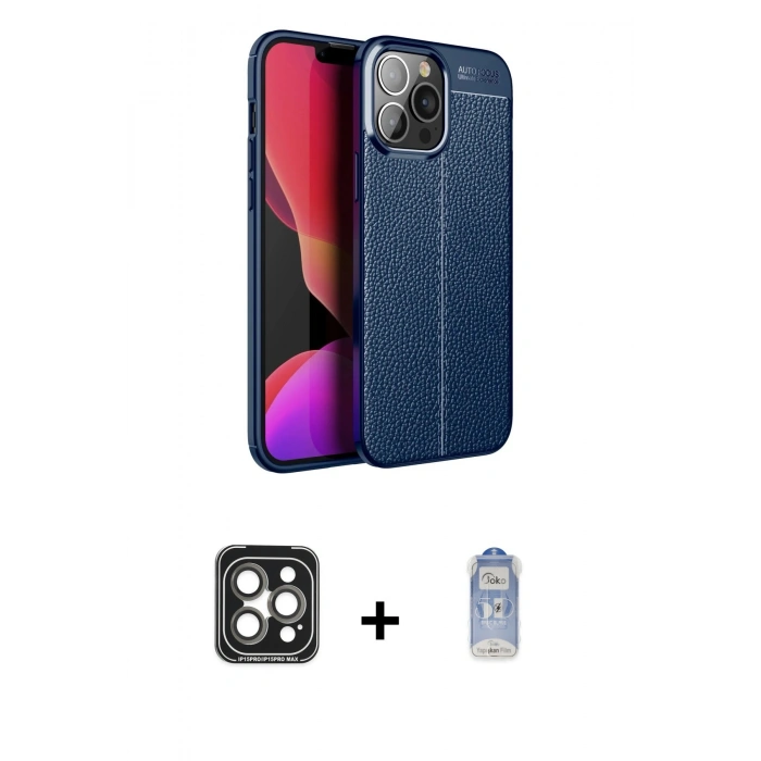 MARSİLYAN™- iPhone 15 Pro Max Kılıf Doruk Klasik Özel Seri - Siyah Joko Magic 5D Cam + PVD Metal Kamera Lens - GI