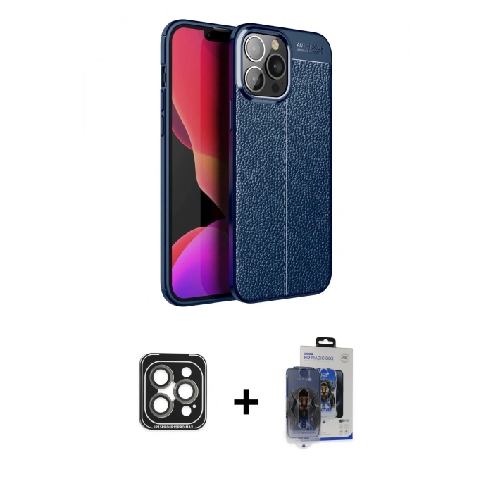 MARSİLYAN™- iPhone 15 Pro Max Kılıf Doruk Klasik Özel Seri - Siyah Vanessa Magic Cam + PVD Metal Kamera Lens - GI
