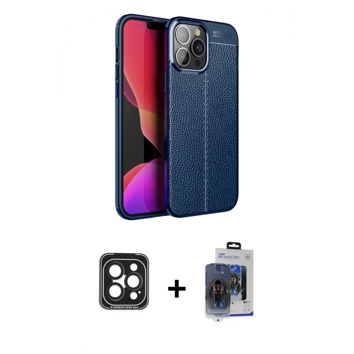 MARSİLYAN™- iPhone 15 Pro Max Kılıf Doruk Klasik Özel Seri - Siyah Vanessa Magic Cam + PVD Metal Kamera Lens - SH