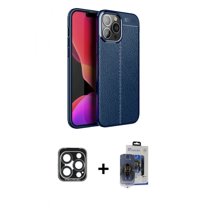 MARSİLYAN™- iPhone 15 Pro Max Kılıf Doruk Klasik Özel Seri - Siyah Vanessa Magic Cam + PVD Metal Kamera Lens - LT