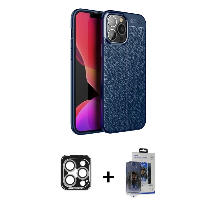 MARSİLYAN™- iPhone 15 Pro Max Kılıf Doruk Klasik Özel Seri - Siyah Vanessa Magic Cam + PVD Metal Kamera Lens - GS