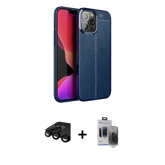 MARSİLYAN™- iPhone 15 Pro Max Kılıf Doruk Klasik Özel Seri - Siyah Vanessa Magic Hayalet Cam + Raze Metal Kamera Lens - SH