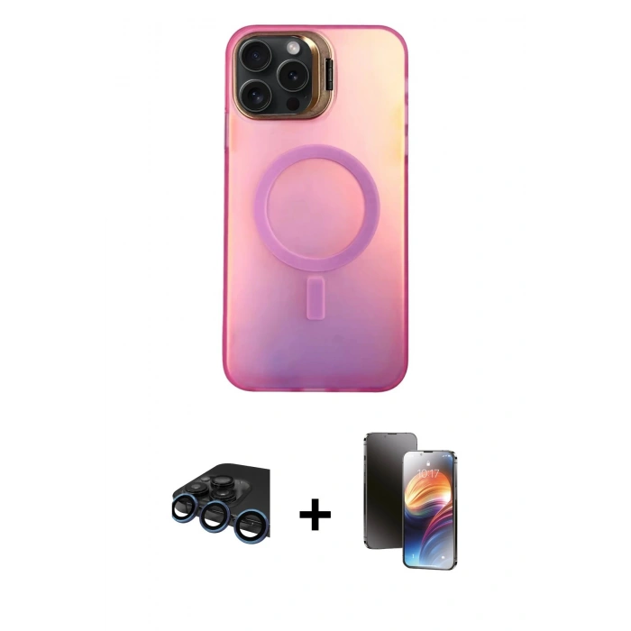 MARSİLYAN™- iPhone 15 Pro Max Kılıf Doruk Klasik Prime - Siyah 3D Antistatik Mat Seramik Nano Ekran Koruyucu + Raze Metal Kamera Lens - LT