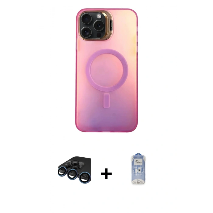 MARSİLYAN™- iPhone 15 Pro Max Kılıf Doruk Klasik Prime - Siyah Joko Magic 5D Cam + Raze Metal Kamera Lens - LT