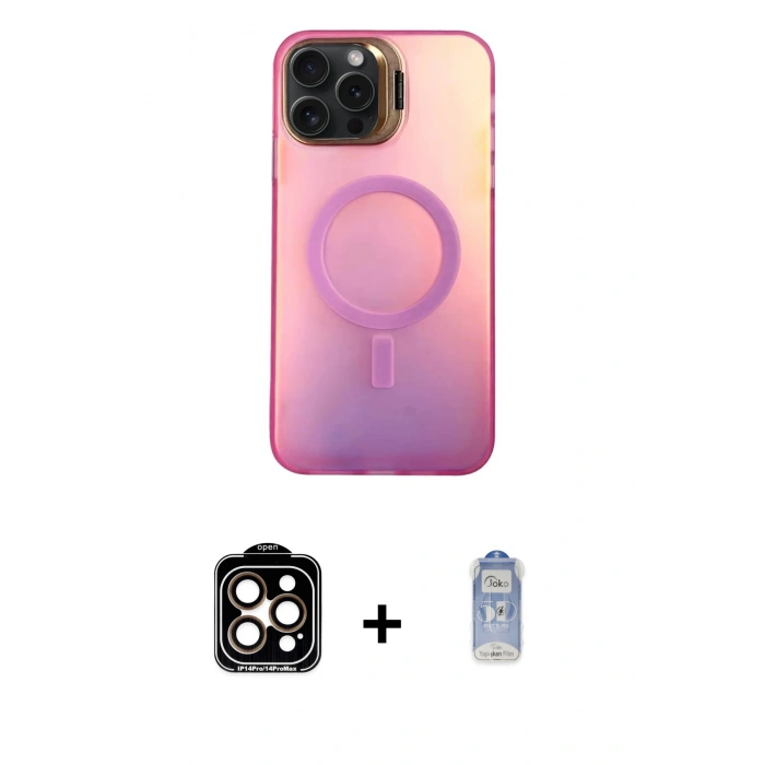 MARSİLYAN™- iPhone 15 Pro Max Kılıf Doruk Klasik Prime - Siyah Joko Magic 5D Cam + PVD Metal Kamera Lens - TU