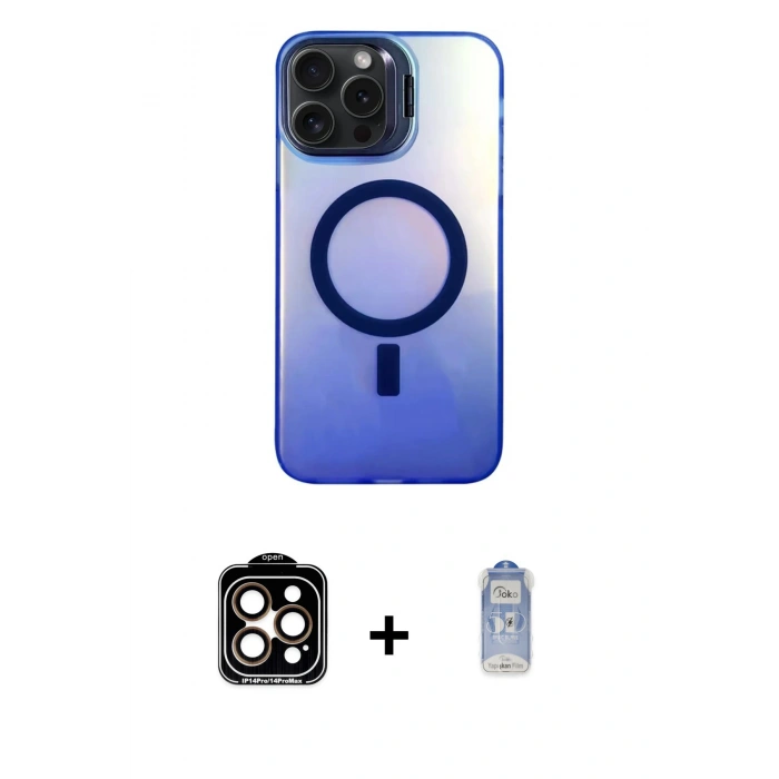 MARSİLYAN™- iPhone 15 Pro Max Kılıf Doruk Klasik Prime - Siyah Joko Magic 5D Cam + PVD Metal Kamera Lens - TU
