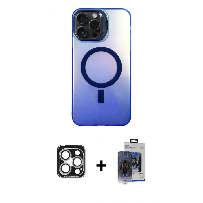 MARSİLYAN™- iPhone 15 Pro Max Kılıf Doruk Klasik Prime - Siyah Vanessa Magic Cam + PVD Metal Kamera Lens - GS