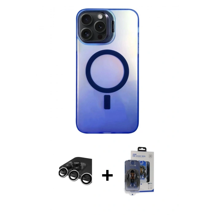 MARSİLYAN™- iPhone 15 Pro Max Kılıf Doruk Klasik Prime - Siyah Vanessa Magic Cam + Raze Metal Kamera Lens - GS