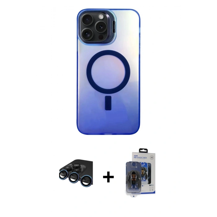 MARSİLYAN™- iPhone 15 Pro Max Kılıf Doruk Klasik Prime - Siyah Vanessa Magic Cam + Raze Metal Kamera Lens - LT