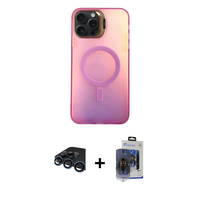 MARSİLYAN™- iPhone 15 Pro Max Kılıf Doruk Klasik Prime - Siyah Vanessa Magic Cam + Raze Metal Kamera Lens - LT