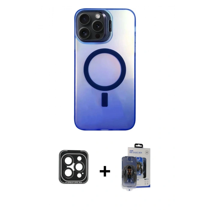 MARSİLYAN™- iPhone 15 Pro Max Kılıf Doruk Klasik Prime - Siyah Vanessa Magic Cam + PVD Metal Kamera Lens - SH