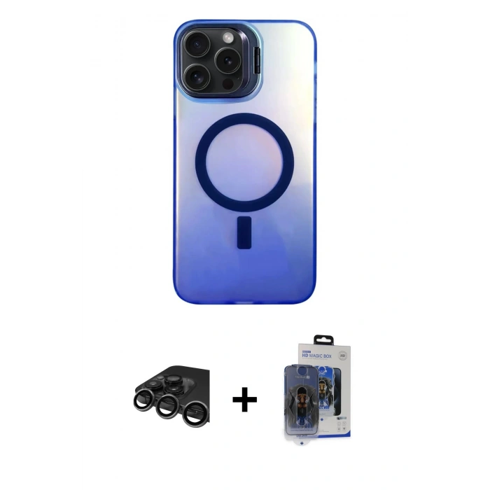 MARSİLYAN™- iPhone 15 Pro Max Kılıf Doruk Klasik Prime - Siyah Vanessa Magic Cam + Raze Metal Kamera Lens - TMGI