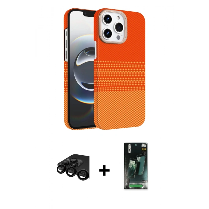 MARSİLYAN™- iPhone 15 Pro Max Kılıf Doruk Serisi - Şeffaf 360 Full Body Arka Koruyucu + Raze Metal Kamera Lens - SH
