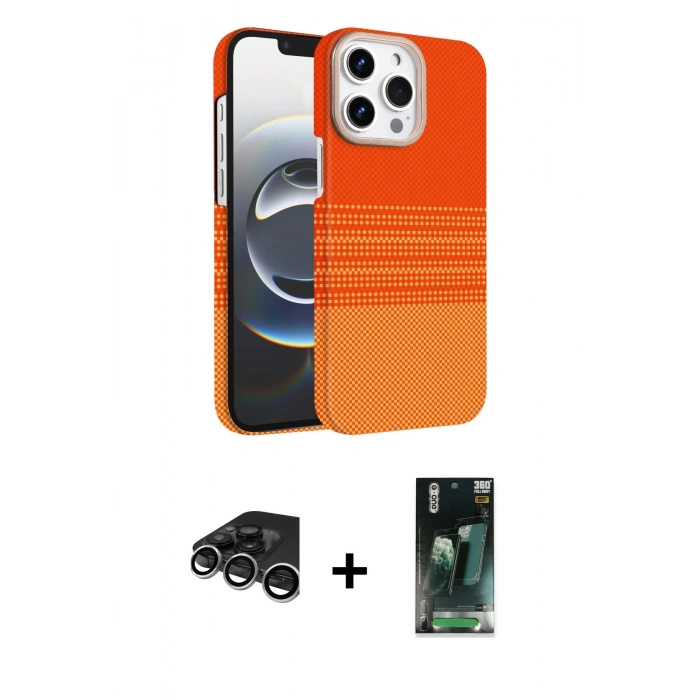 MARSİLYAN™- iPhone 15 Pro Max Kılıf Doruk Serisi - Siyah 360 Mat Full Body Arka Koruyucu + Raze Metal Kamera Lens - GS