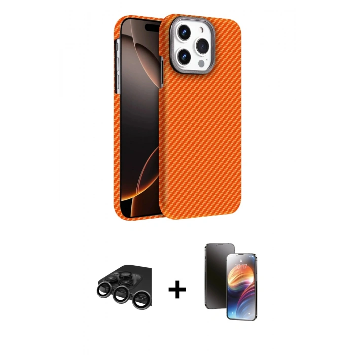 MARSİLYAN™- iPhone 15 Pro Max Kılıf Doruk Serisi - Siyah 3D Antistatik Mat Seramik Nano Ekran Koruyucu + Raze Metal Kamera Lens - TMGI